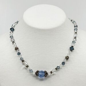 sterling silver crystal bead necklace - GM717